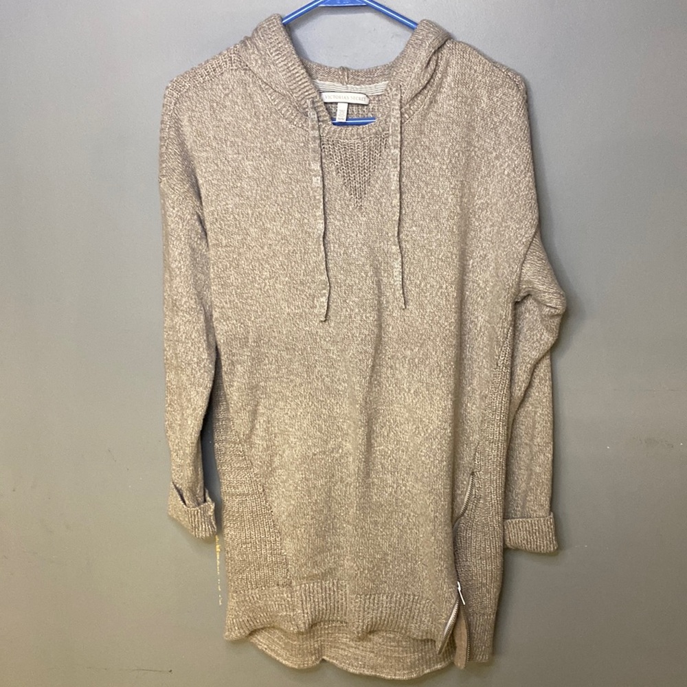 Victoria's Secret Sweater Oversized Chunky Knit Hoodie Cotton Gray Medium
